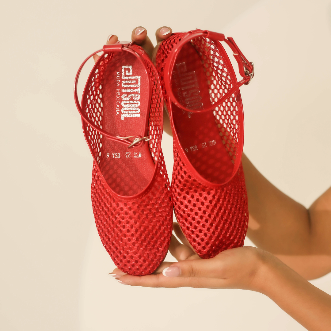 BALERINAS MESH ROJO CARMÍN